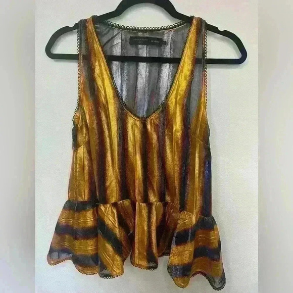 House of Harlow Gold Multi-Color Peplum Blouse - Picture 1 of 4